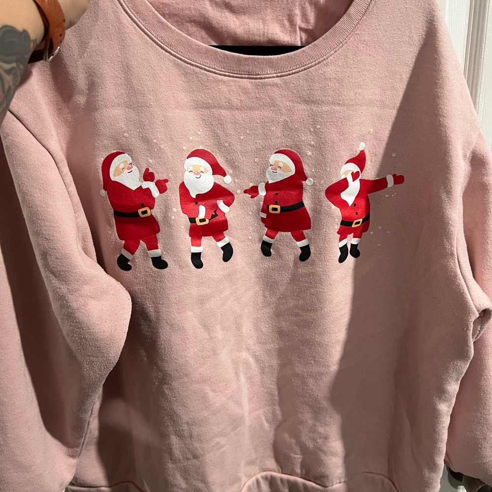 Festive Pink Santa Sweatshirt XXL